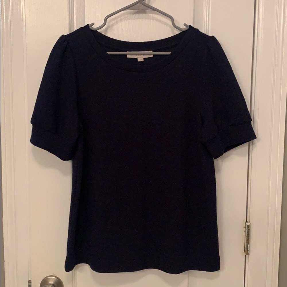 LOFT navy knit blouse